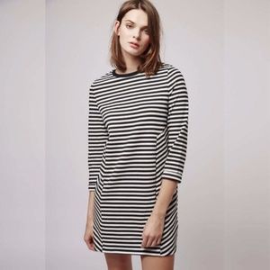 Topshop Black White Striped Mini Sweater Dress